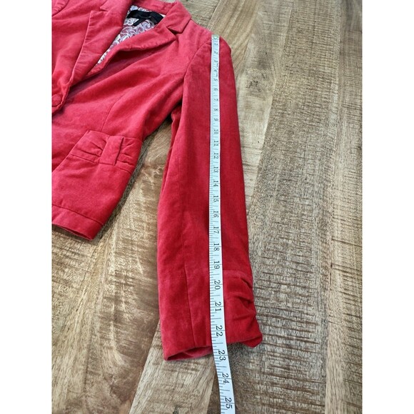 Apostrophe Women's Red Velvet Blazer Pockets Chic Girly Career 2 *Stain - Picture 14 of 14